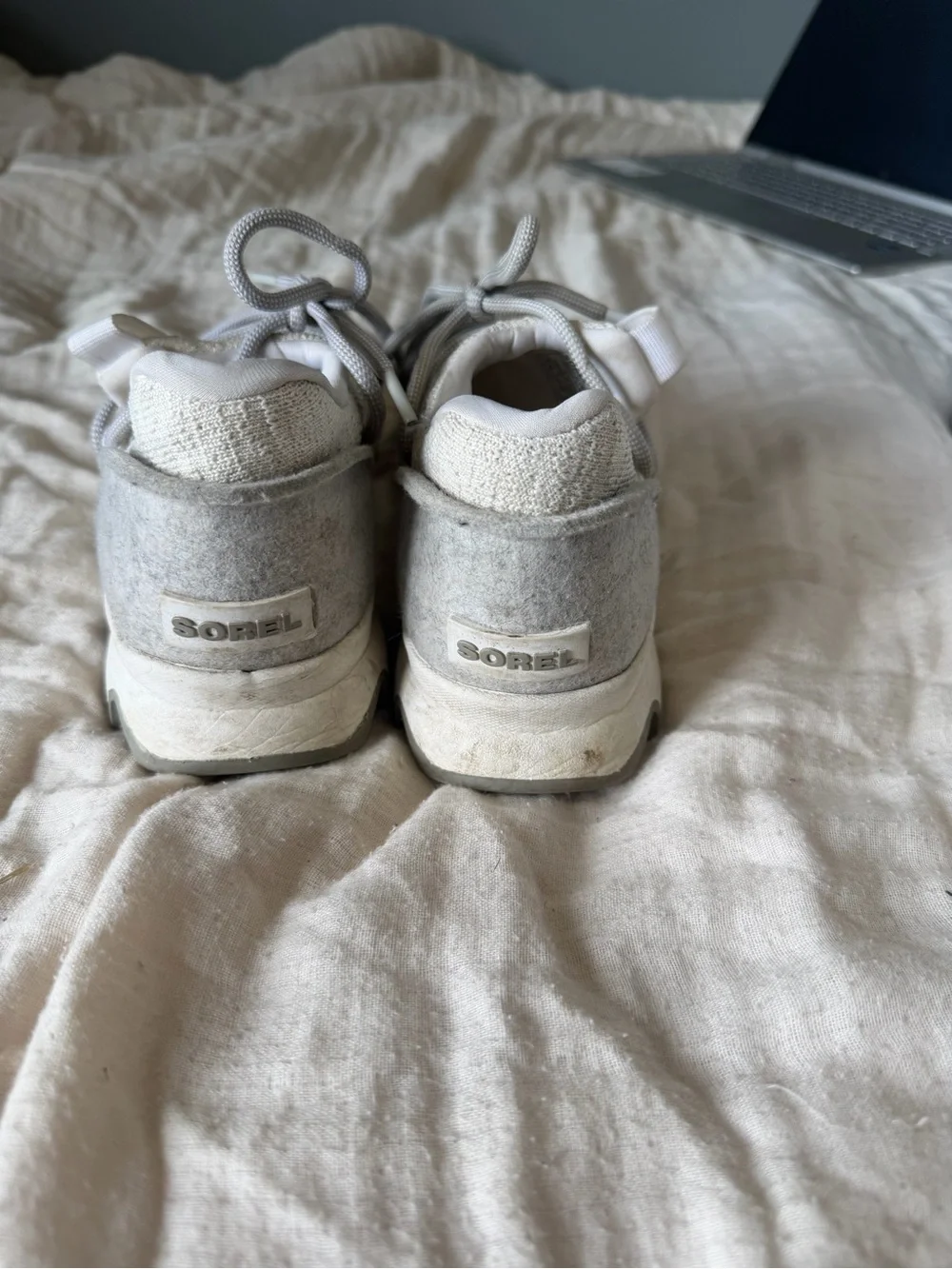 Sorel Women's Light Gray Knit Athletic Sneakers